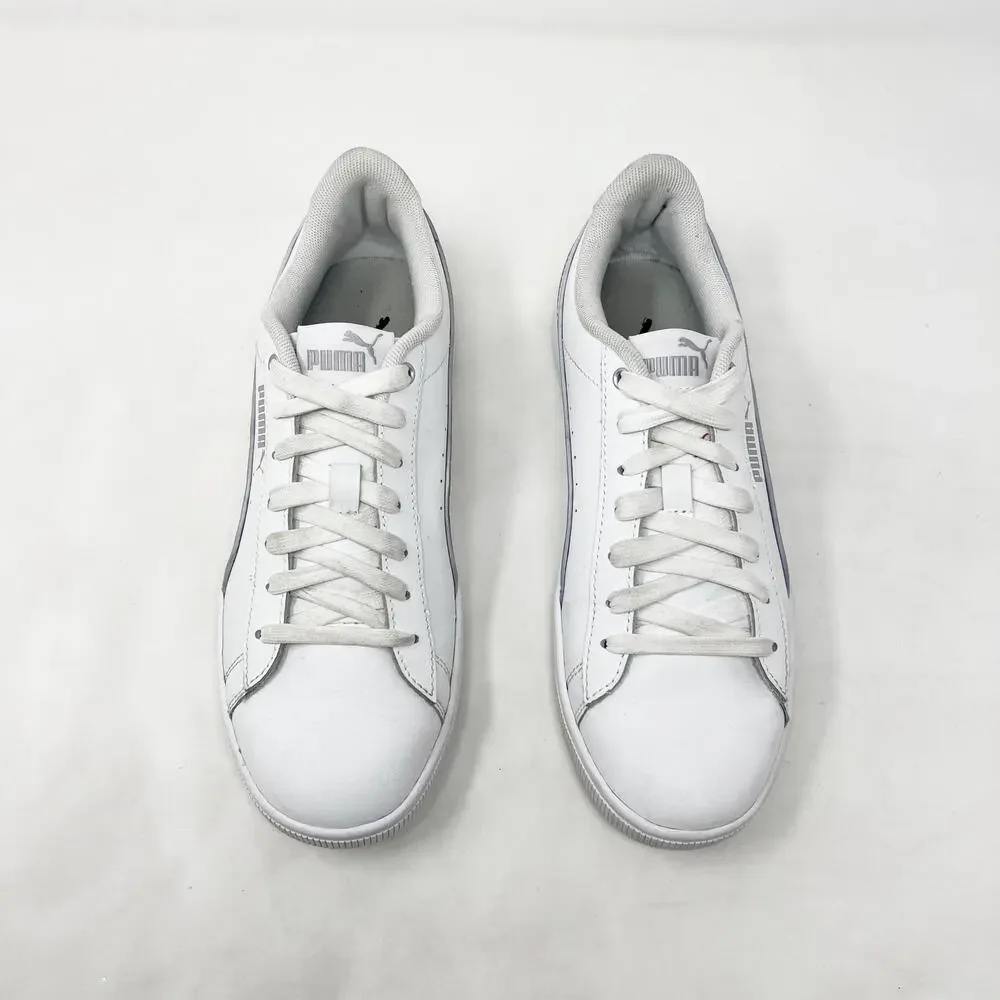 [PUMA] White Vikky V2 Leather Lace Up Casual Sneakers Soft Foam Comfortable Sz 8
